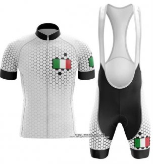 2020 Abbigliamento Ciclismo Italia Bianco Manica Corta e Salopette (4)